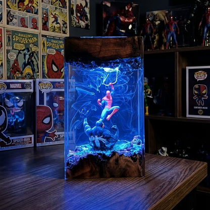 Handcrafted Spider Man & Venom Resin Lamp